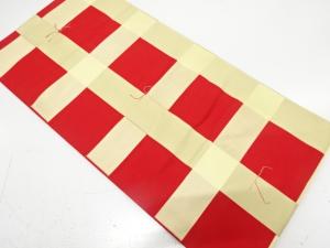 未使用品　格子模様織り出し　名古屋帯